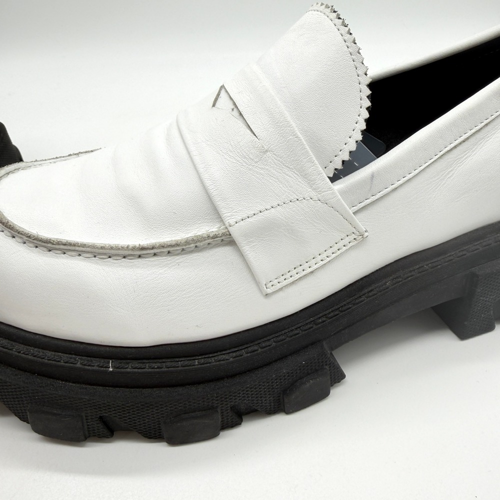 SILENT D Coralie Chunky Loafers Women 40 White Lug Sole Heel Leather Penny - Picture 12 of 14